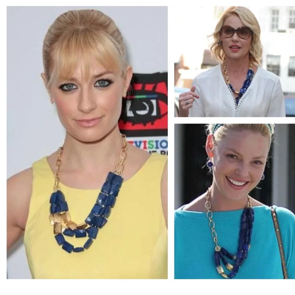 Stella & Dot Bahari necklace Stunning Blue and Gold Multi strand